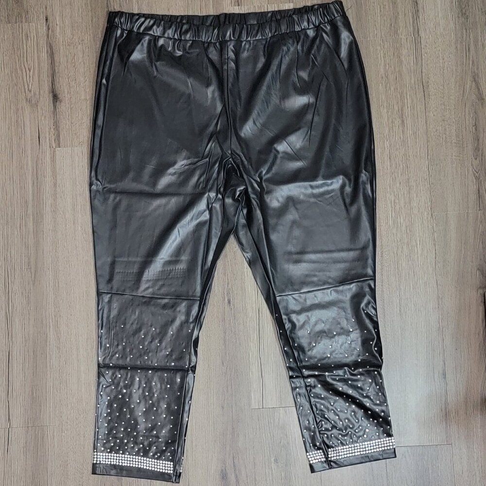 Roamans Faux Leather Black Pants